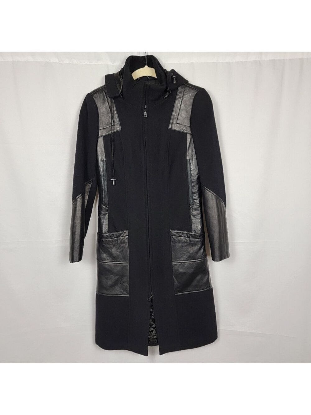 Danier Black Leather & Wool Coat #1439